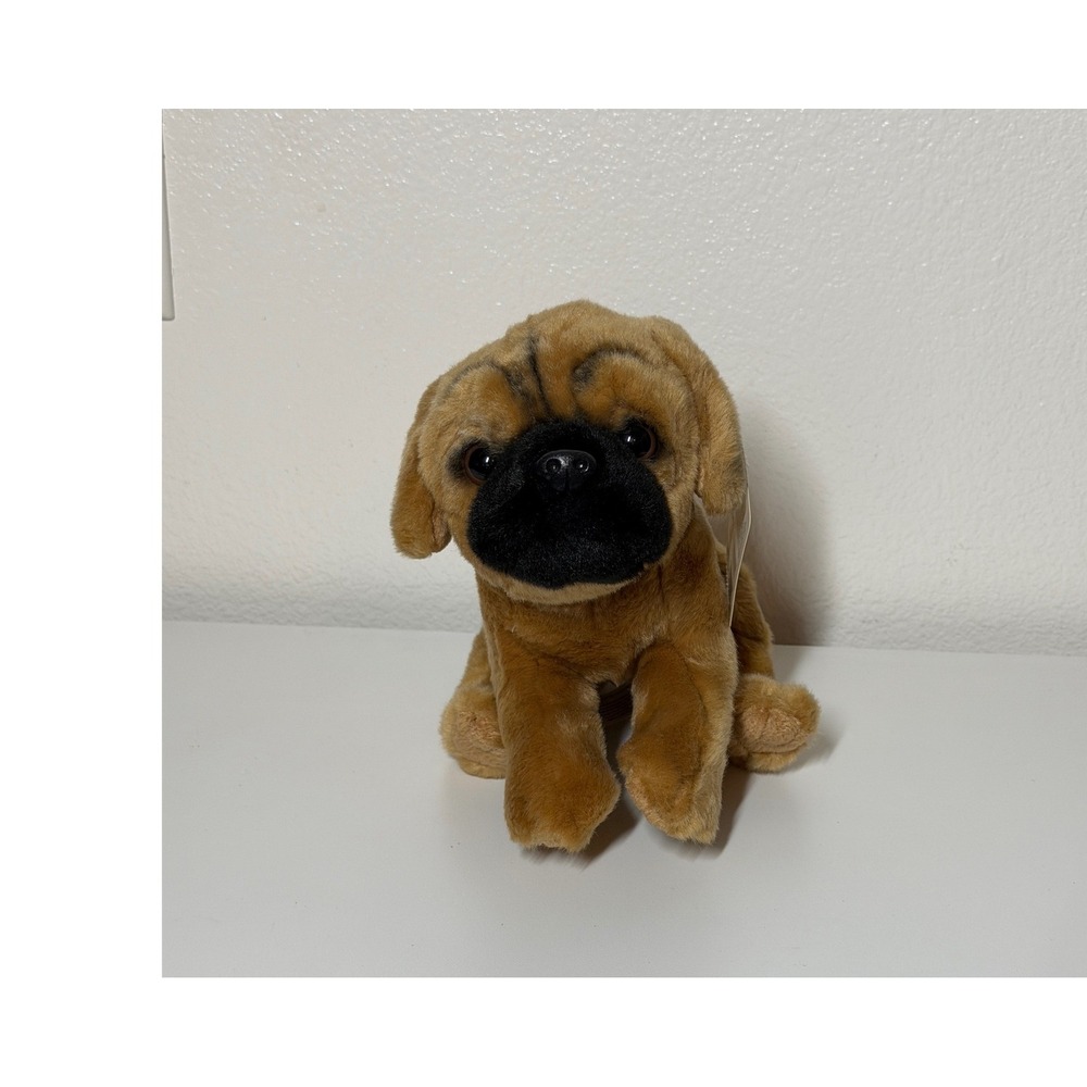 Animal Alley Pug Dog Plush Stuffed Animal Tan Black Muzzle Curled Tail